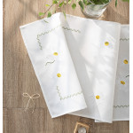 SUMMER bieżnik z haftem biały w kwiaty 38x160 cm