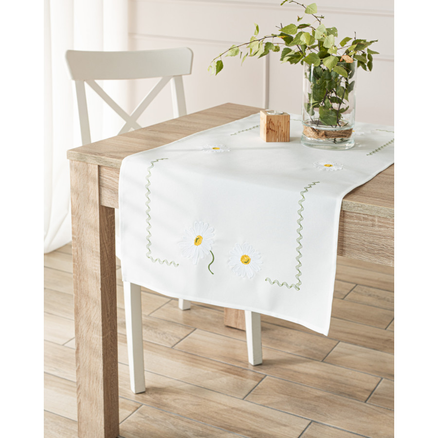 SUMMER Bieżnik z haftem, szerokość 38cm x wysokość 160cm, kolor 001 biały