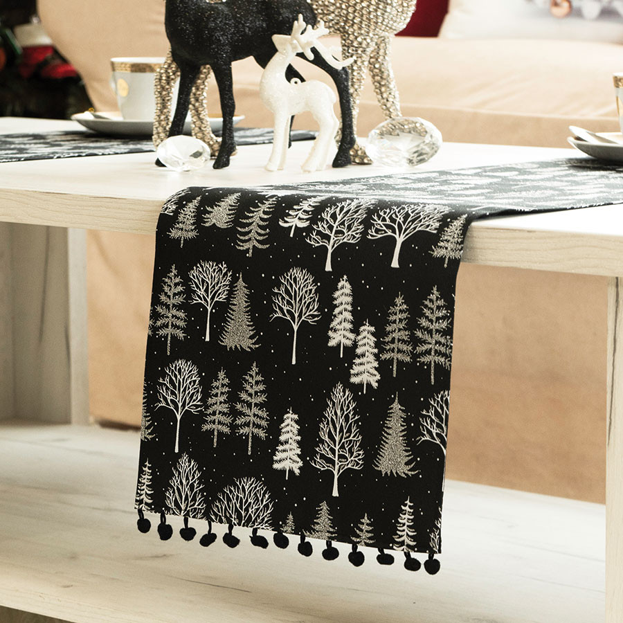 ZIMOWA MAGIA Bieżnik, szerokość 24cm x wysokość 90cm, kolor 010 czarny (do wyczerpania zapasu)