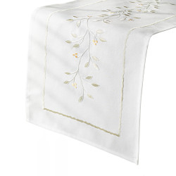 ZIELONA MELODIA Bieżnik z haftem, szerokość 38cm x wysokość 160cm, kolor 001 biały