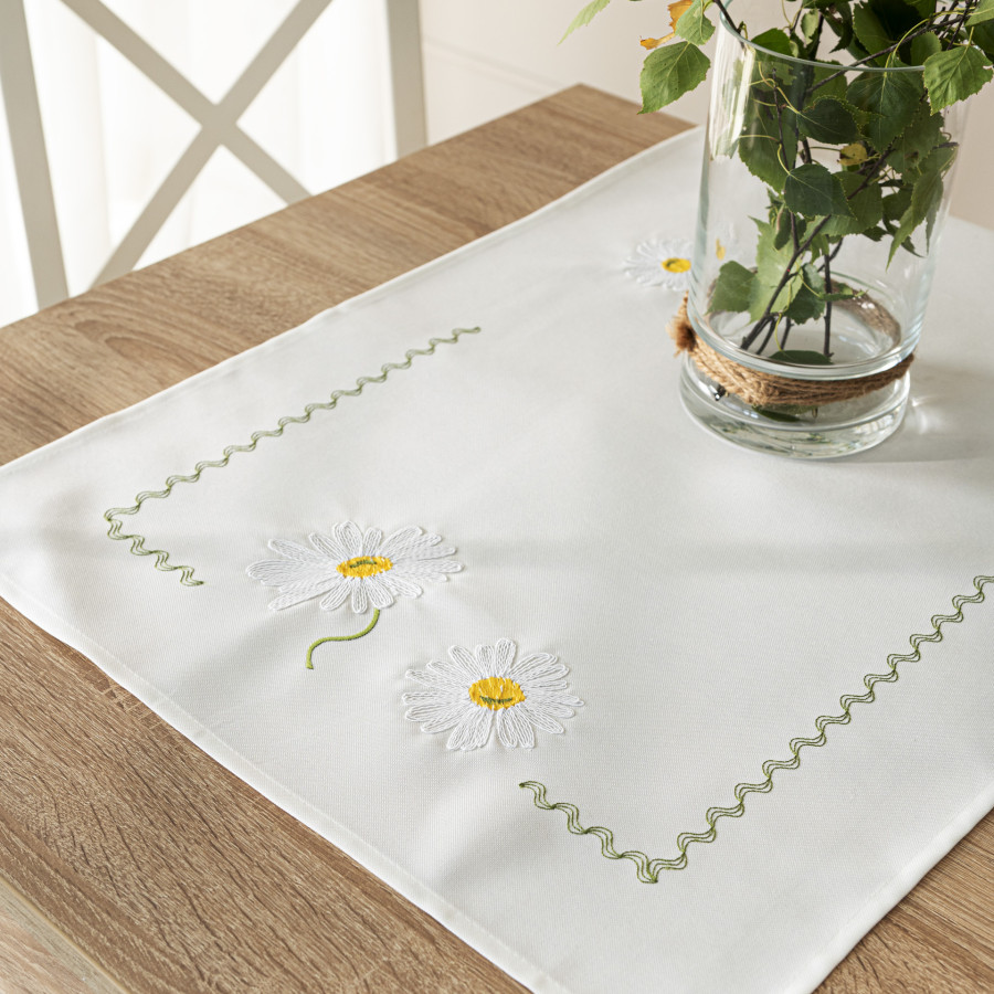 SUMMER Bieżnik z haftem, szerokość 38cm x wysokość 140cm, kolor 001 biały