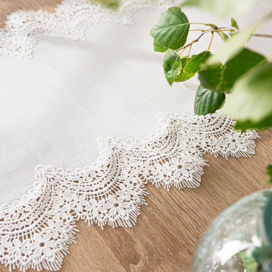 SERENA Bieżnik z gipiurą, szerokość 38cm x wysokość 140cm, kolor 001 biały