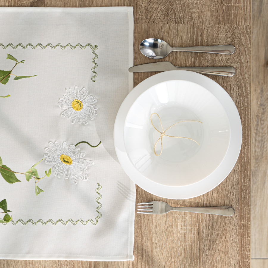 SUMMER Bieżnik z haftem, szerokość 50cm x wysokość 100cm, kolor 001 biały