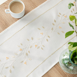 ZIELONA MELODIA Bieżnik z haftem, szerokość 38cm x wysokość 140cm, kolor 001 biały