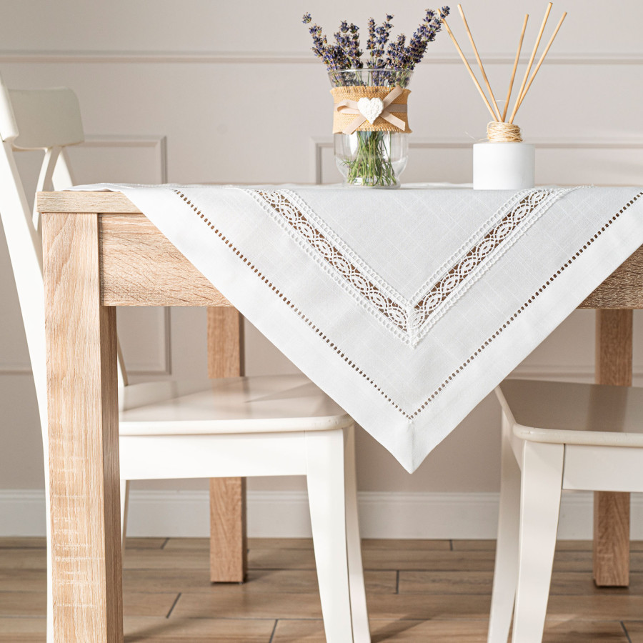 SELVIA Serweta z gipiurą, szerokość 85cm x wysokość 85cm, kolor 001 biały