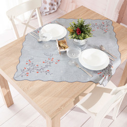 JARZĘBINOWY BLASK Serweta z haftem, szerokość 85cm x wysokość 85cm, kolor 007 szary