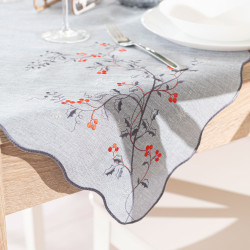 JARZĘBINOWY BLASK Serweta z haftem, szerokość 85cm x wysokość 85cm, kolor 007 szary