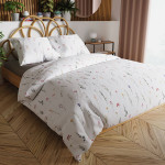 INGRID komplet pościeli z satyny bawełnianej kremowy w kwiaty 160x200 cm