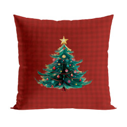 KRATA Z CHOINKĄ, BAJKOWE ŚWIĘTA Poszewka dekoracyjna VELVET, 40x40cm, kolor 003 bordowy