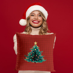 KRATA Z CHOINKĄ, BAJKOWE ŚWIĘTA Poszewka dekoracyjna VELVET, 40x40cm, kolor 003 bordowy