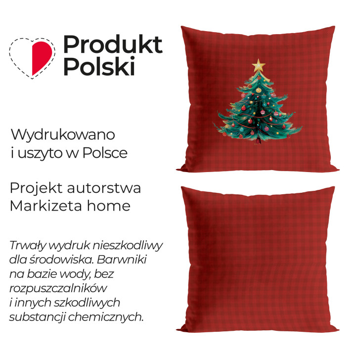 KRATA Z CHOINKĄ, BAJKOWE ŚWIĘTA Poszewka dekoracyjna VELVET, 40x40cm, kolor 003 bordowy 