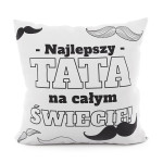 NAJLEPSZY TATA poszewka welwetowa biała dla taty 40x40 cm