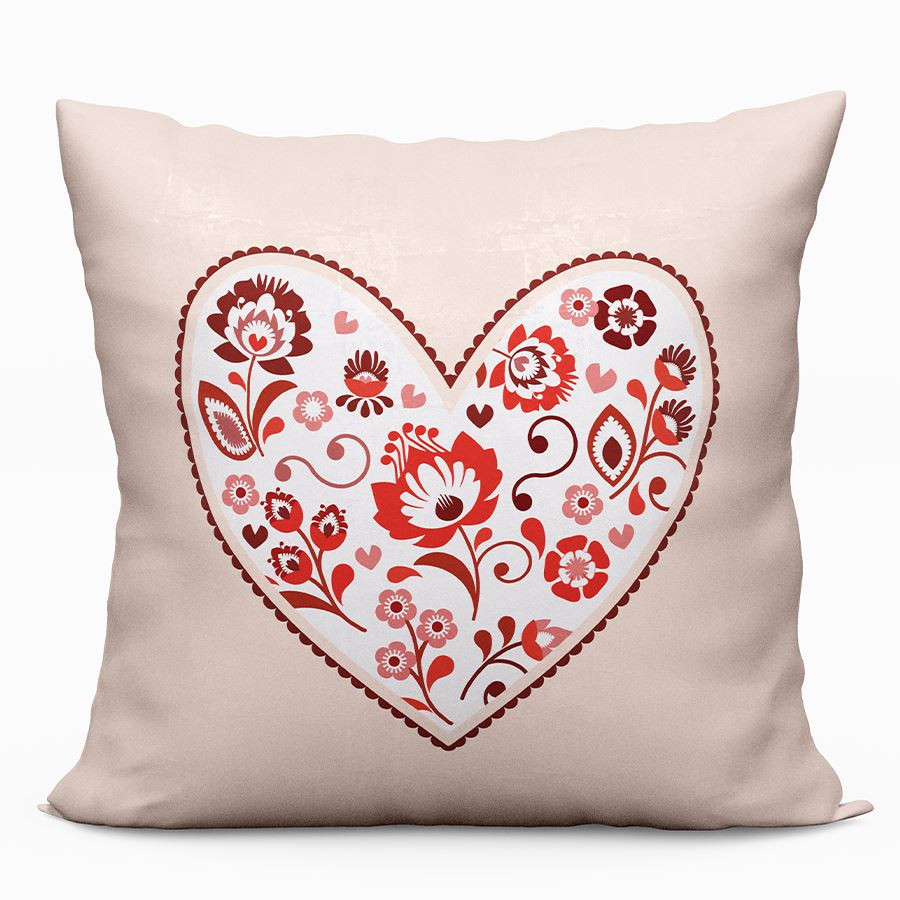 FOLK LOVE Poszewka dekoracyjna VELVET, 40x40cm, kolor 002 beżowy