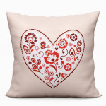 FOLK LOVE poszewka welwetowa beżowa folk 40x40 cm