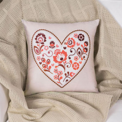 FOLK LOVE Poszewka dekoracyjna VELVET, 40x40cm, kolor 002 beżowy