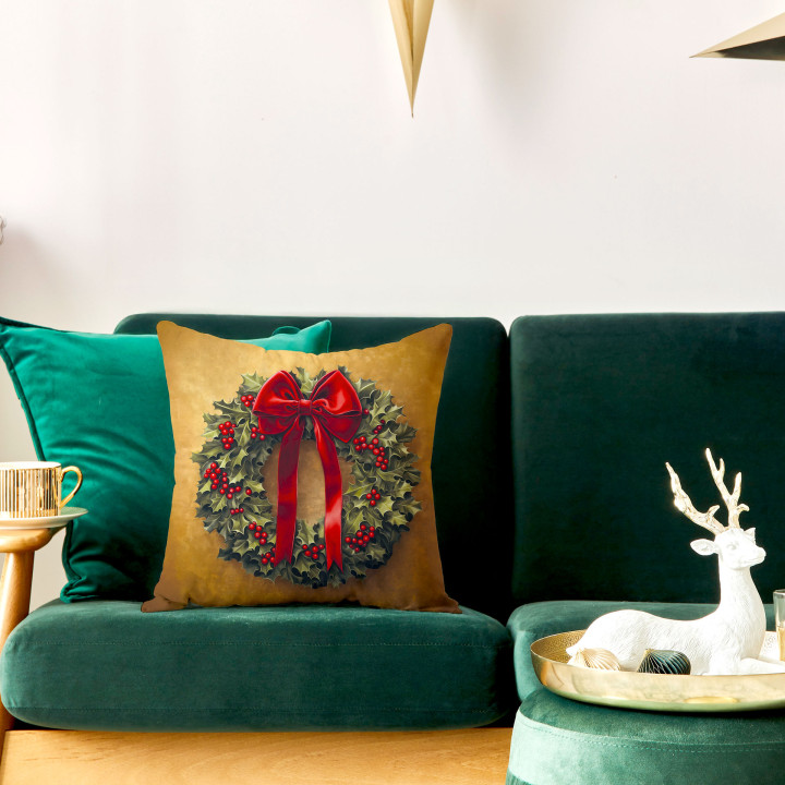 ELEGANCKA GIRLANDA Poszewka dekoracyjna VELVET, 40x40cm, kolor 014 złoto-brązowy 