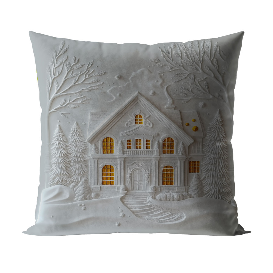 DOMEK Z EFEKTEM 3D Poszewka dekoracyjna VELVET, 40x40cm, kolor 001 szaro biały