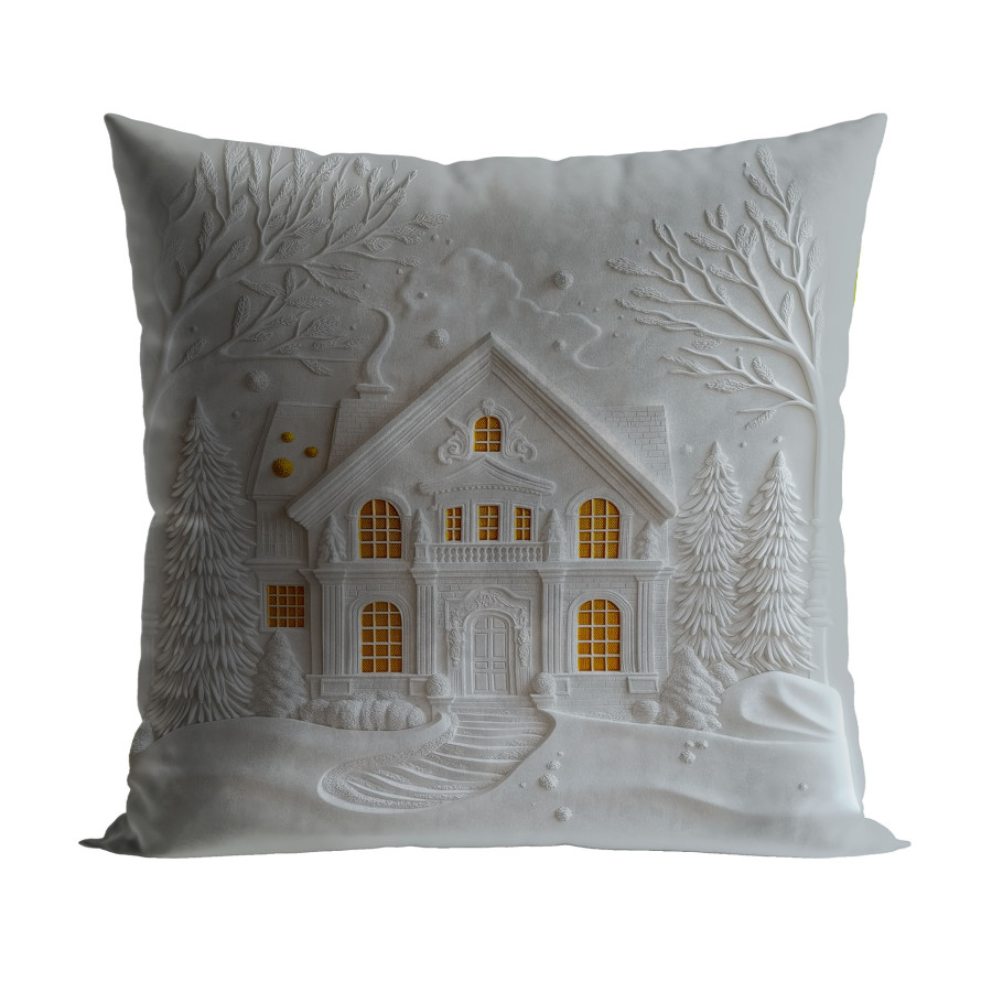 DOMEK Z EFEKTEM 3D Poszewka dekoracyjna VELVET, 40x40cm, kolor 001 szaro biały