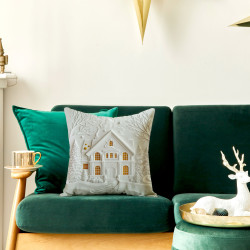 DOMEK Z EFEKTEM 3D Poszewka dekoracyjna VELVET, 40x40cm, kolor 001 szaro biały