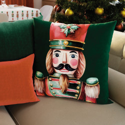 DZIADKI DO ORZECHÓW Poszewka dekoracyjna VELVET, 45x45cm, kolor 002 zielony (do wyczerpania zapasu)