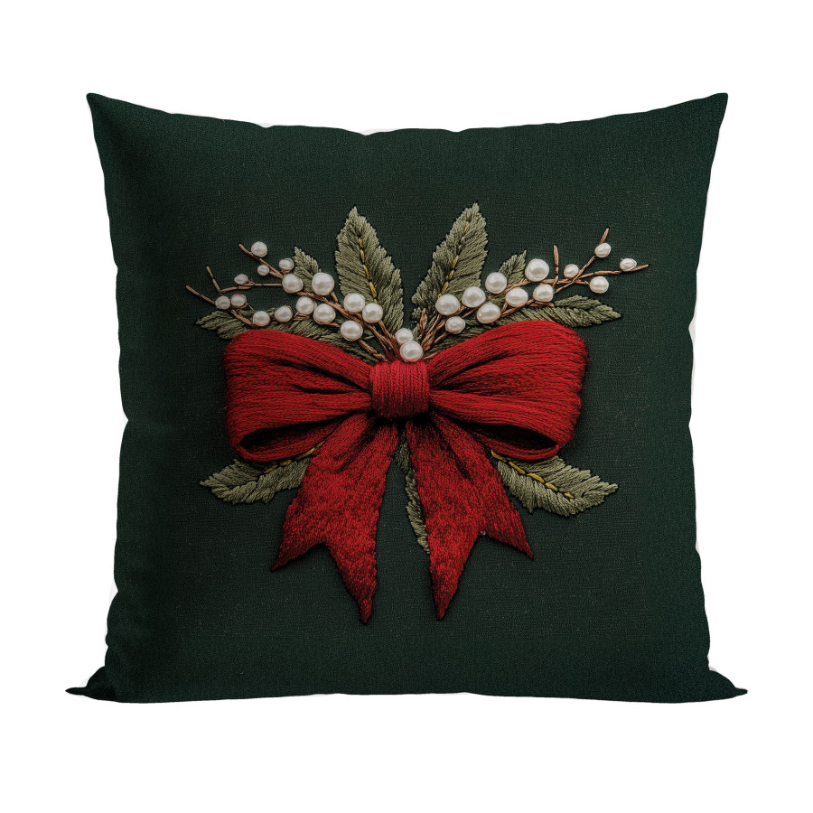 KOKARDA Z EFEKTEM WYSZYWANIA Poszewka dekoracyjna VELVET, 40x40cm, kolor 002 zielony