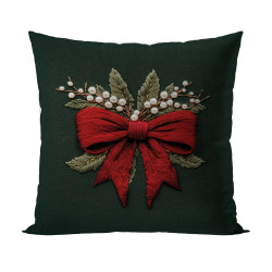 KOKARDA Z EFEKTEM WYSZYWANIA Poszewka dekoracyjna VELVET, 40x40cm, kolor 002 zielony