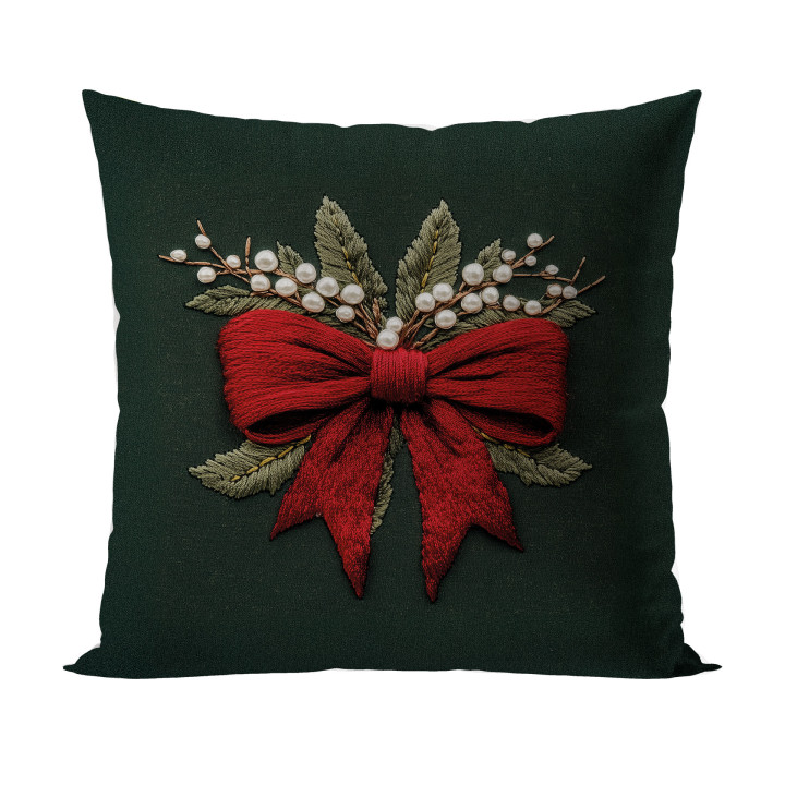 KOKARDA Z EFEKTEM WYSZYWANIA Poszewka dekoracyjna VELVET, 40x40cm, kolor 002 zielony 