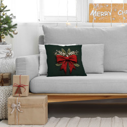 KOKARDA Z EFEKTEM WYSZYWANIA Poszewka dekoracyjna VELVET, 40x40cm, kolor 002 zielony