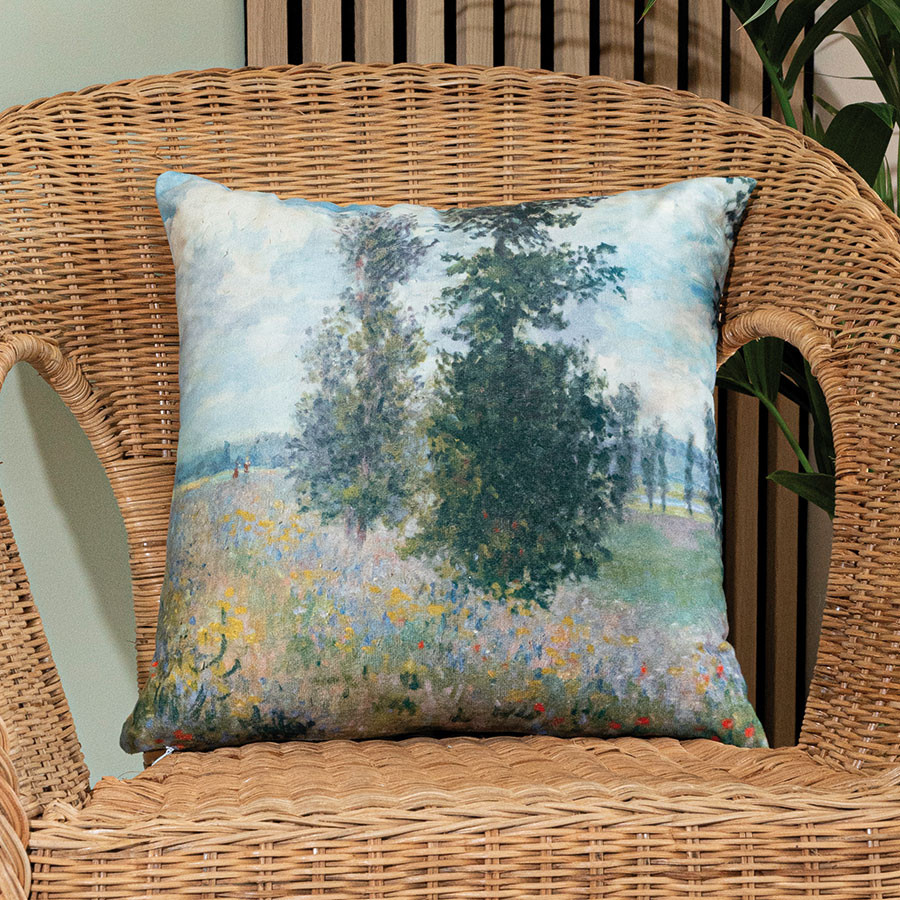 ŁĄKA Z TOPOLAMI Poszewka dekoracyjna VELVET, 40x40cm, kolor 001