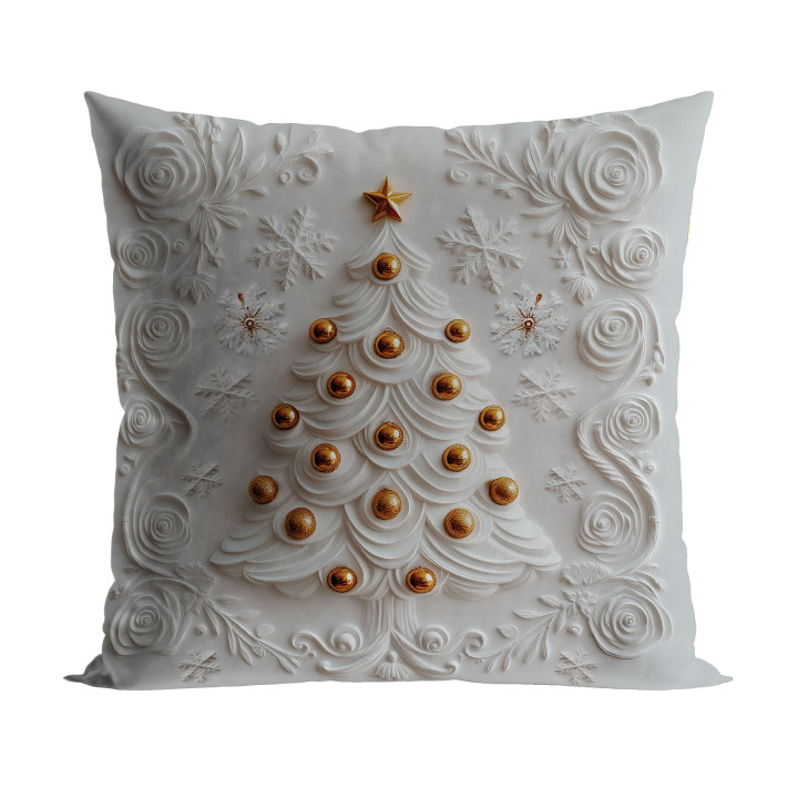 CHOINKA Z EFEKTEM 3D Poszewka dekoracyjna VELVET, 40x40cm, kolor 001 szaro biały 