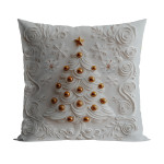 CHOINKA Z EFEKTEM 3D poszewka welwetowa biała świąteczna 40x40 cm