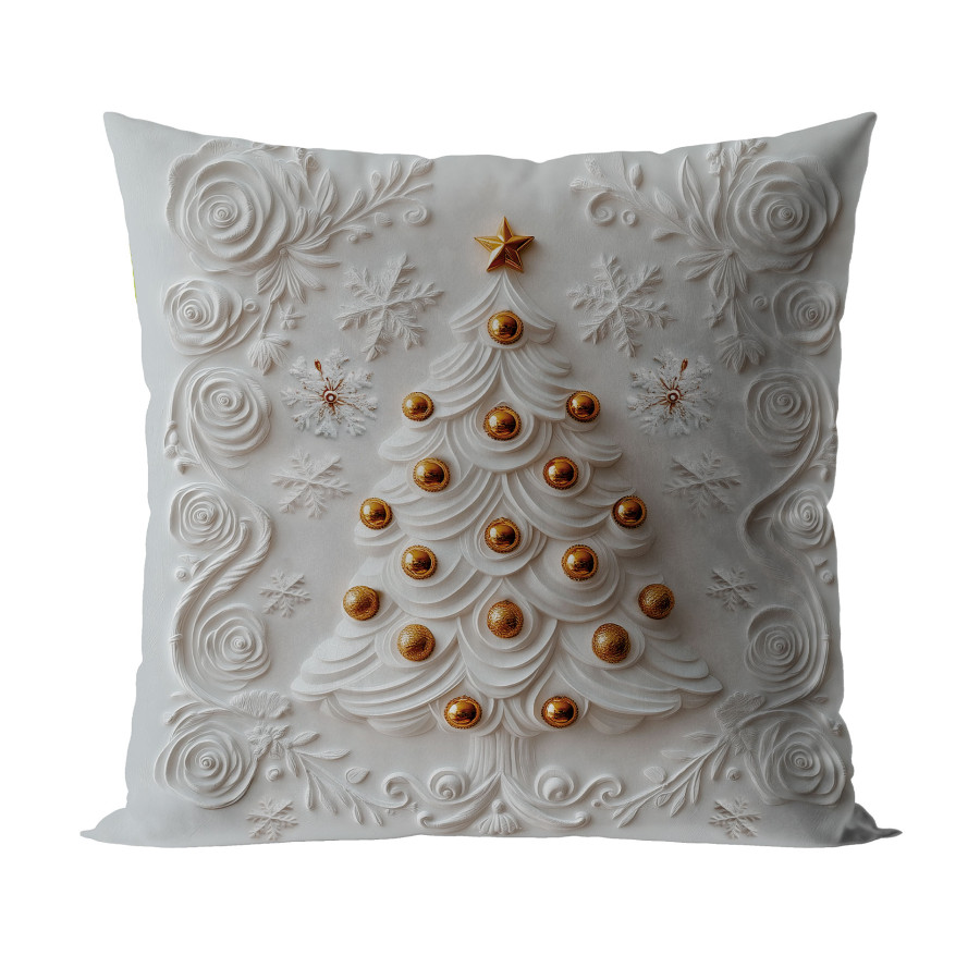 CHOINKA Z EFEKTEM 3D Poszewka dekoracyjna VELVET, 40x40cm, kolor 001 szaro biały