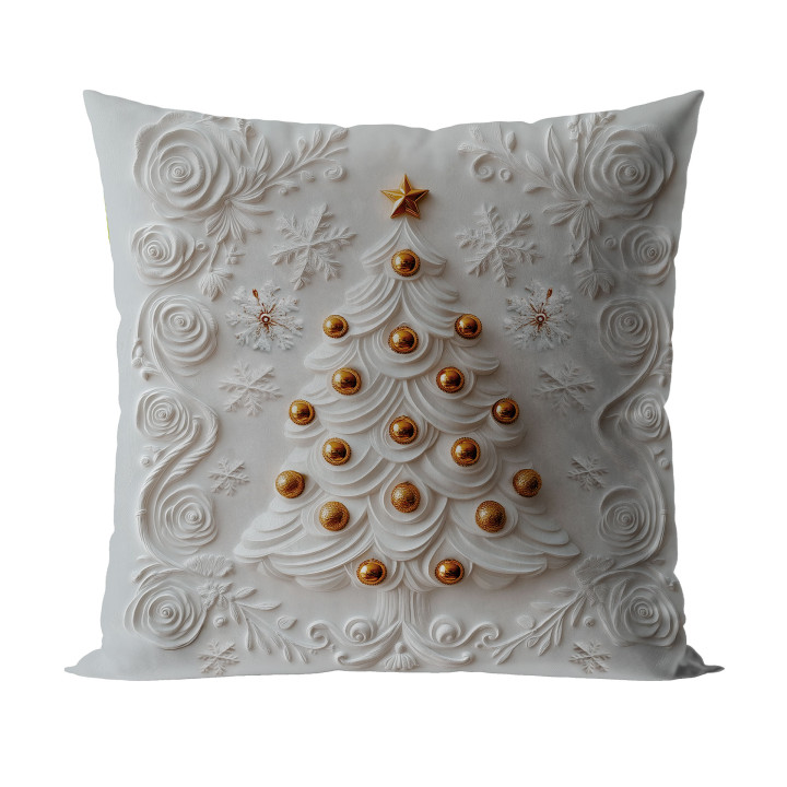 CHOINKA Z EFEKTEM 3D Poszewka dekoracyjna VELVET, 40x40cm, kolor 001 szaro biały 