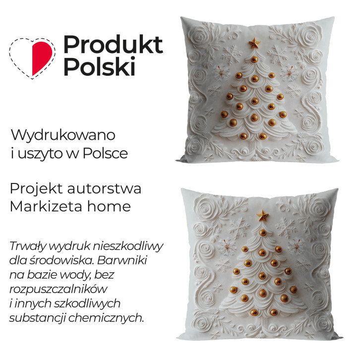 CHOINKA Z EFEKTEM 3D Poszewka dekoracyjna VELVET, 40x40cm, kolor 001 szaro biały 