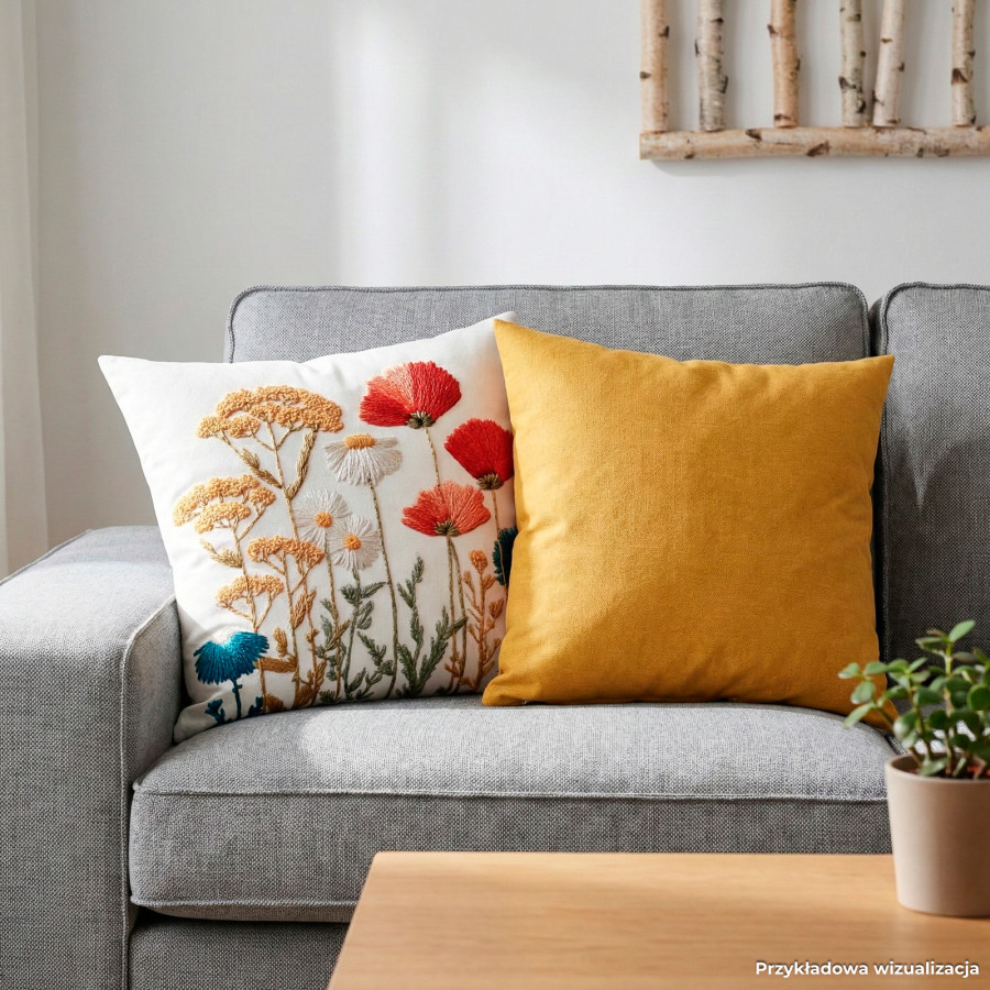 LOTTIE Z EFEKTEM WYSZYWANIA Poszewka dekoracyjna ADA 40x40cm, kolor 001 biały