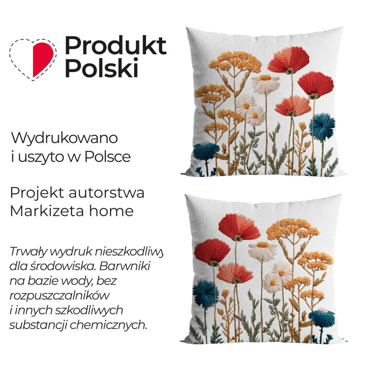 LOTTIE Z EFEKTEM WYSZYWANIA Poszewka dekoracyjna ADA 40x40cm, kolor 001 biały 