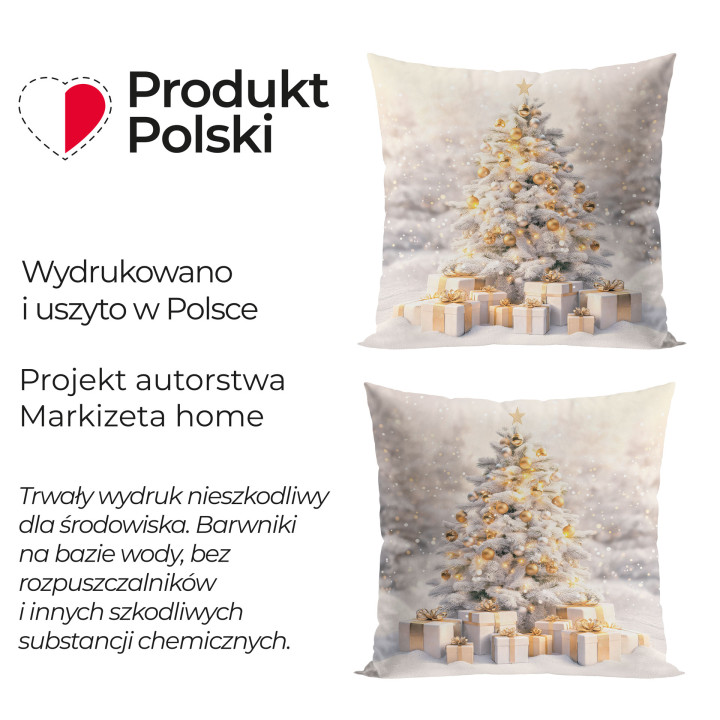 ZŁOTA CHOINKA Poszewka dekoracyjna VELVET, 40x40cm, kolor 001 biało-złoty 