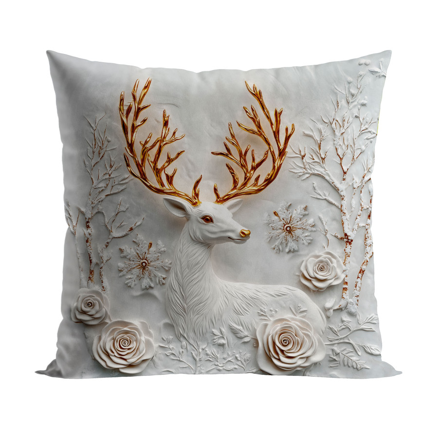 JELONEK Z EFEKTEM 3D Poszewka dekoracyjna VELVET, 40x40cm, kolor 001 szaro biały