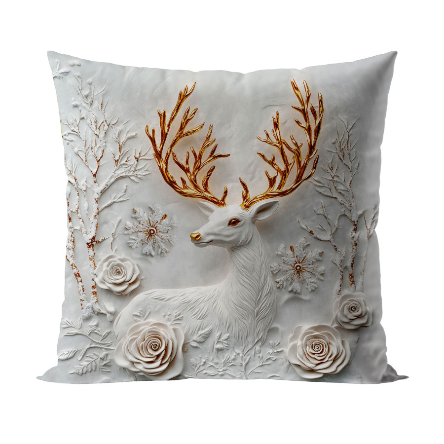 JELONEK Z EFEKTEM 3D Poszewka dekoracyjna VELVET, 40x40cm, kolor 001 szaro biały