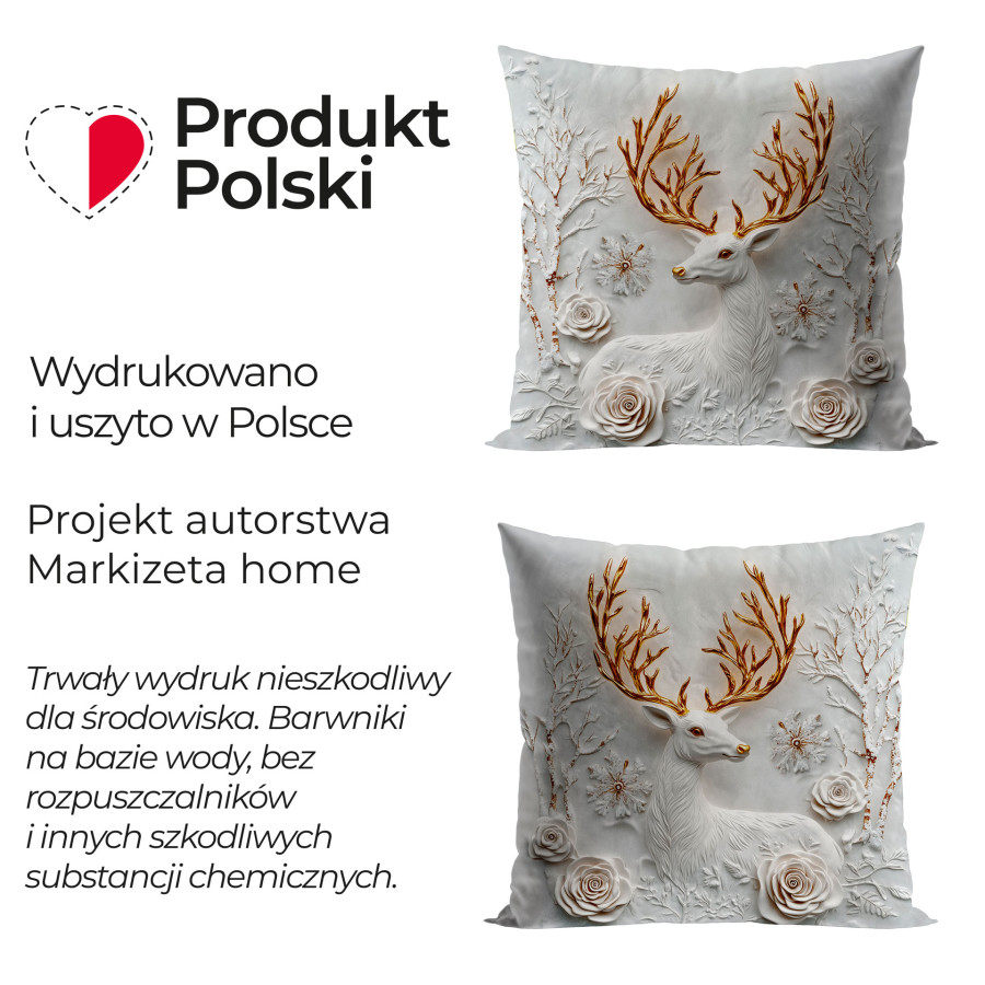 JELONEK Z EFEKTEM 3D Poszewka dekoracyjna VELVET, 40x40cm, kolor 001 szaro biały