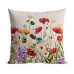 MILLY Z EFEKTEM WYSZYWANIA poszewka beżowa w kwiaty 40x40 cm