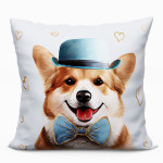 CORGI poduszka z wypełnieniem silikonowym z mikrofibry biała w zwierzęta 40x40 cm