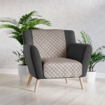 VELVI narzuta welurowa szaro-beżowa w geometryczny wzór 70x160 cm