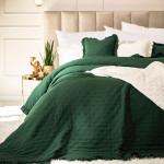 WERONA narzuta zielona gładka z frędzlami 170x210 cm
