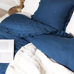 WERONA Narzuta dekoracyjna z falbaną, 170x210cm, kolor 002 niebieski