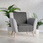 VELVI narzuta welurowa szara w geometryczny wzór 70x160 cm