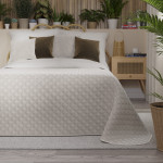 VELVI narzuta welwetowa jasnoszara w geometryczny wzór 170x210 cm