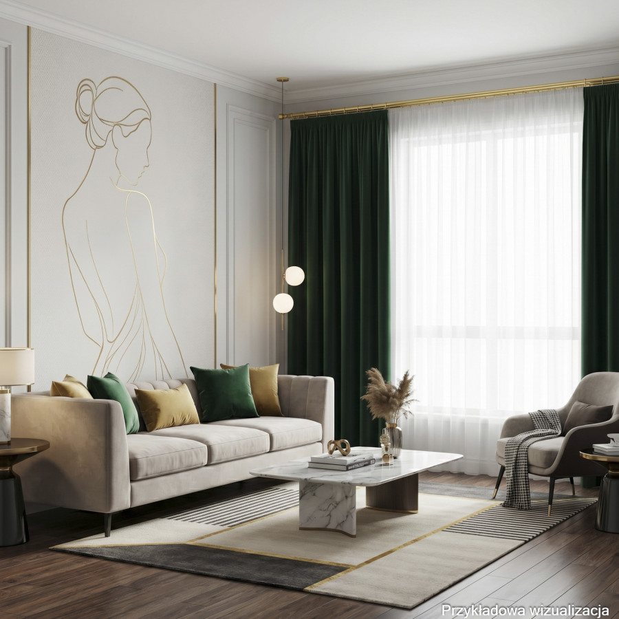 BLACKOUT VELVET Zasłona gotowa na taśmie, szerokość 140cm x wysokość 250cm, kolor 010 ciemny zielony butelkowy