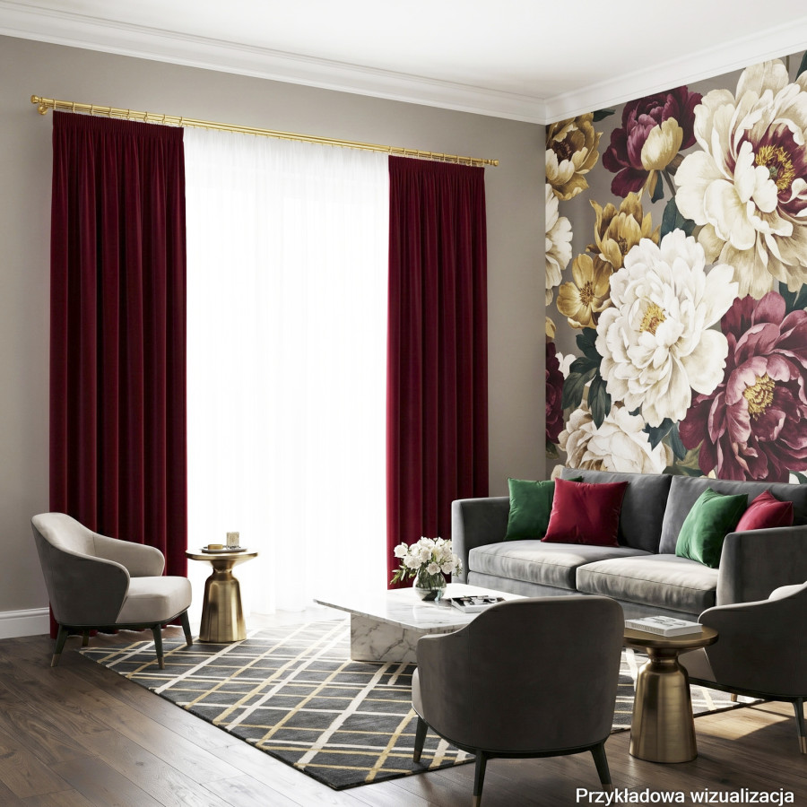 BLACKOUT VELVET Zasłona gotowa na taśmie, szerokość 140cm x wysokość 250cm, kolor 043 czerwony