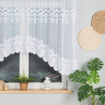 DARIA firanka gotowa z podcięciem żakardowa biała w rośliny 300x140 cm